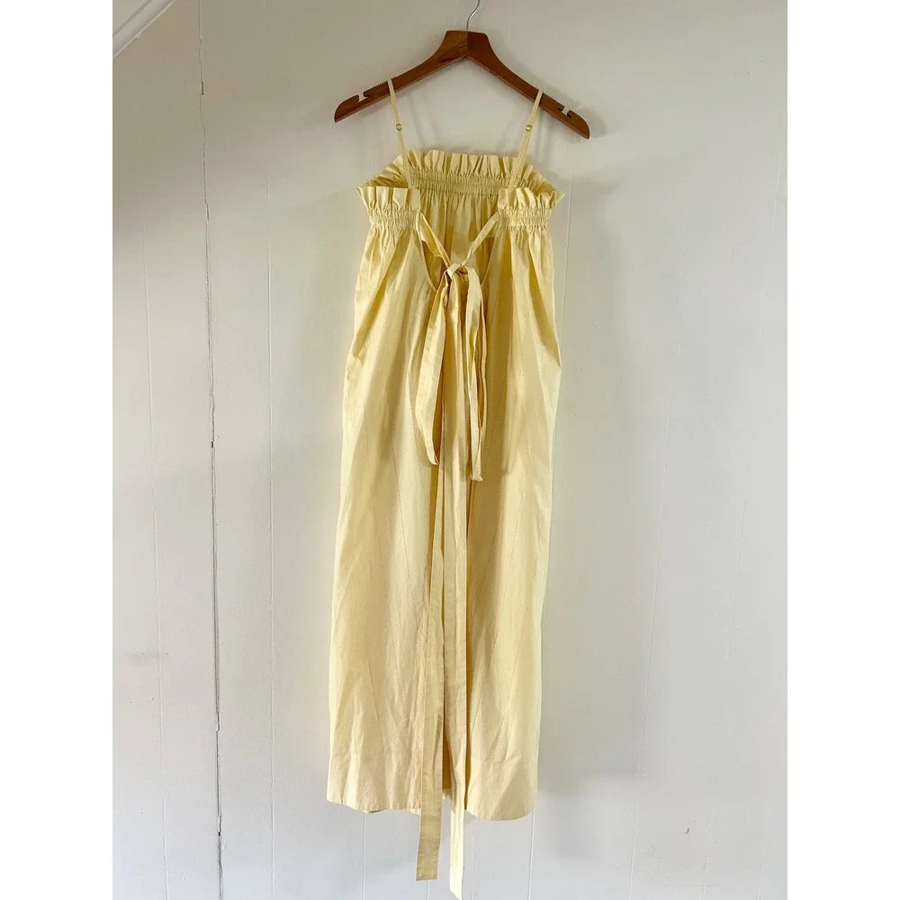 Tory Burch Ruffle Top Cotton Midi Dress in Custard Yellow sz 4